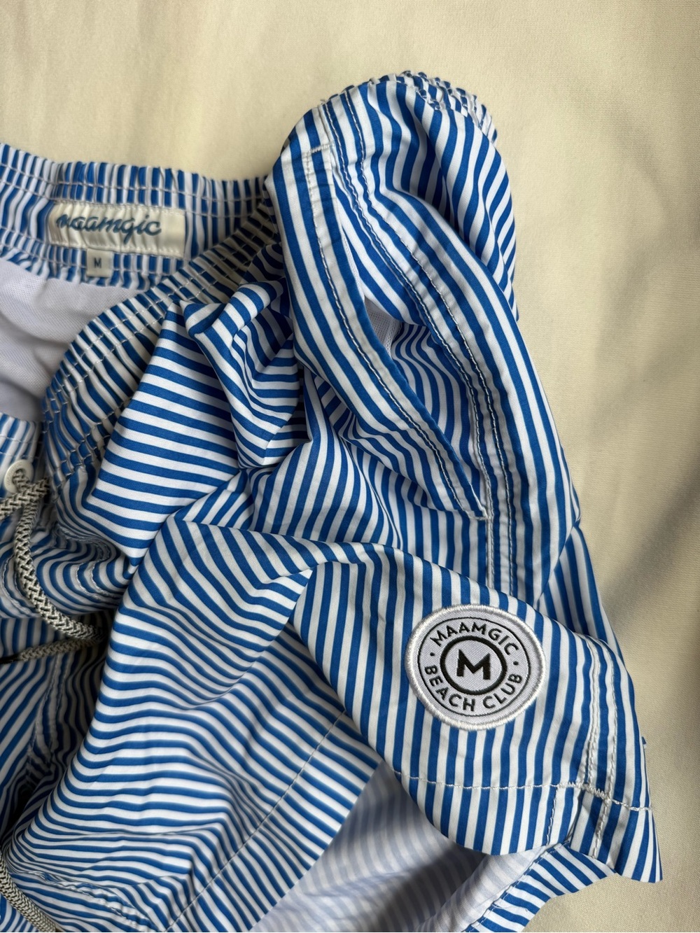 maamgic Men’s Blue Stripe Swim Trunks - Picture 3 of 7